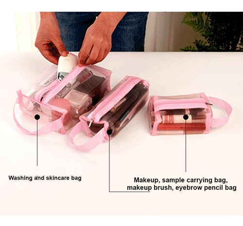 Bolsa Portátil De Almacenamiento De Cosméticos De Tres Pieza