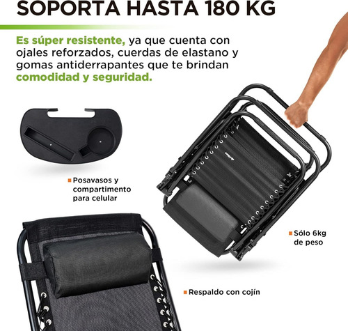 Camastro Antigravity Hikeo Resistente Y Portátil Negro