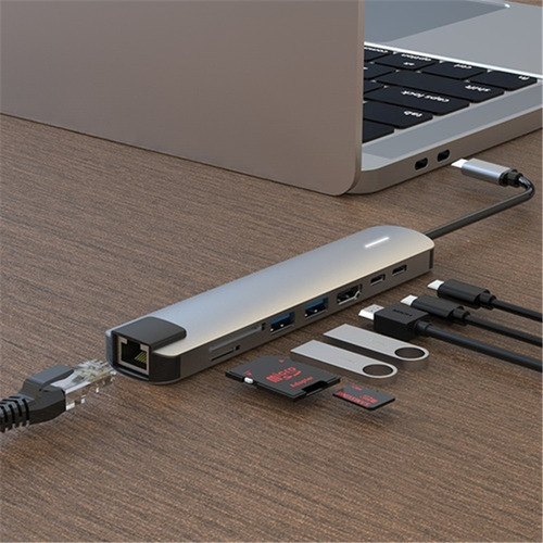A Hub 8 En 1 Con Usb C A Hdmi Y Ethernet