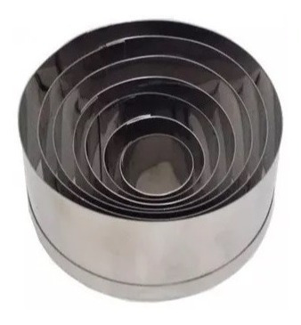 Jogo Cortador Redondo Liso 7pçs Inox Para Massas E Biscoitos