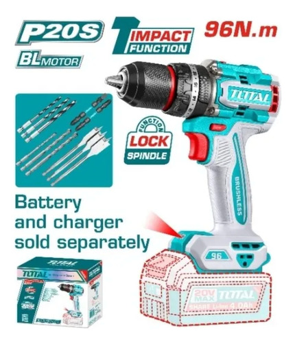 Taladro Con Percutor 20v Total 96nm Tidli209681 Turquesa 50 / 60hz