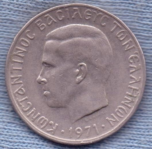 Reino De Grecia 1 Drachma 1971 * Constantine Ii *