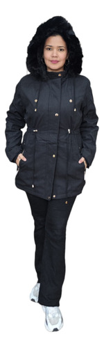 Campera Parka Abrigo Mujer Con Corderito Invierno