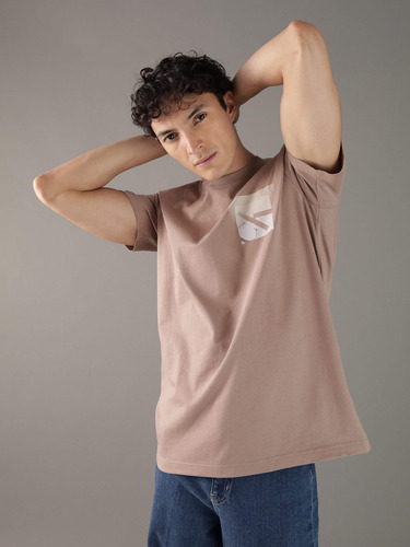 Playera Café Calvin Klein Hombre Con Cuello Redondo