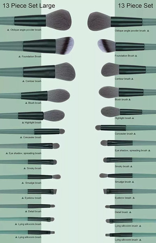 Set 13 Brochas De Maquillaje Profesional Generica Con Bolsa Verde