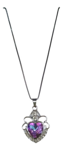 Collar De Acero Inoxidable De Hello Kitty Con Estuche Varios Corazon Lila