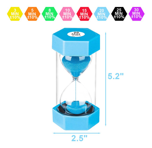 Reloj De Arena Suliao Acrílico Irrompible 30 Minutos Naranja, Verde, Rosa, Amarillo, Rojo, Azul, Negro, Morado