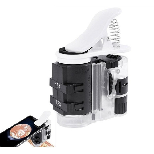 Lupa Microscopio Para Celular 27x Con Luz Led Y Luz Uv