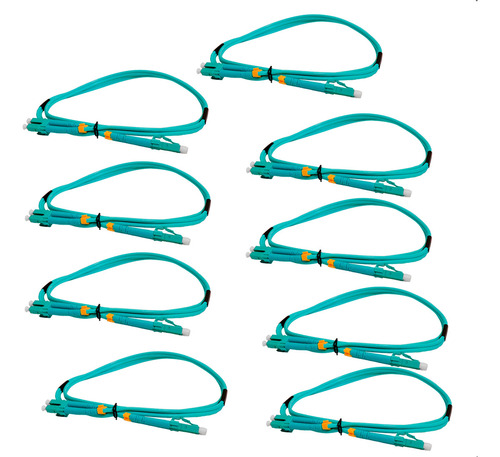 9x Cordão De Fibra Óptica Duplex Mm Om3 Lc/upc-lc/upc 3mm 1m