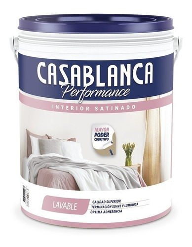 Pintura Latex Interior Satinado X 20l Casablanca Performance Color Blanco