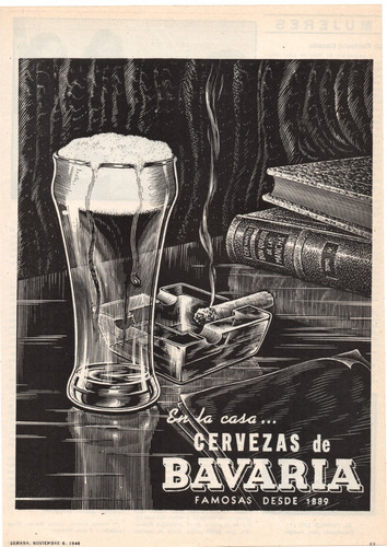 Imagen 1 de 1 de Cerveza Bavaria Antiguo Aviso Publicitario De 1948
