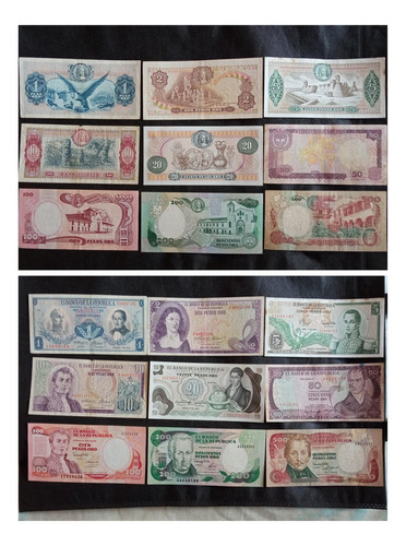 Colección De 9 Billetes Típicos De Colombia.