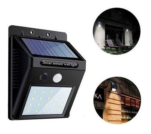 Lámpara solar de pared Globalmix con sensor de presencia, color: negro