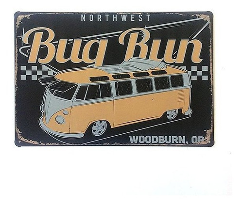 Plato decorativo de metal Kombi Bug Run Pl333