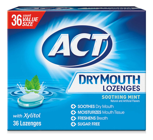 Act Pastillas De Boca Seca Con Xilitol, Menta Calmante, 36 U