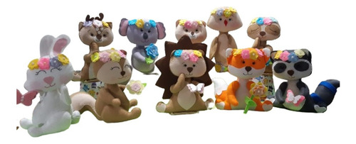 Kit 25 Animais Tema Bosque Encantado Flores