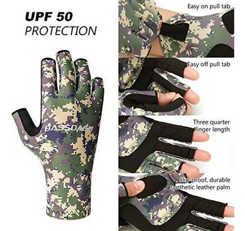 Bassdash Altimate - Guantes De Pesca Sin Dedos, Protección S