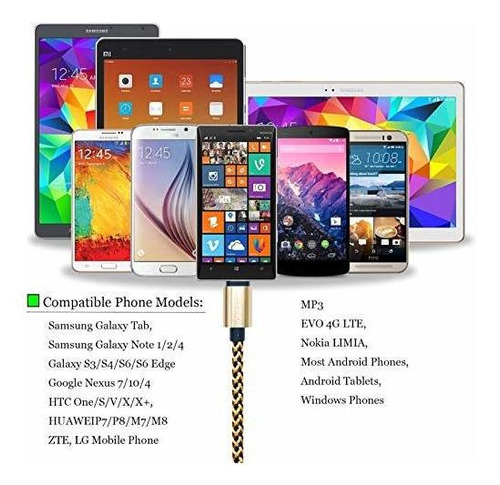 Micro Usb Corto 1 Pie 5 Unidade Nylon Trenzado Fast Android