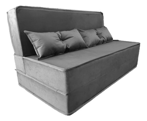 Puff Ou Colchão Ou Sofá Casal - D40 3 Em 1 Cor Cinza