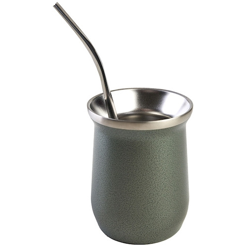 Mate De Acero Pampero Origen Verde Con Bombilla