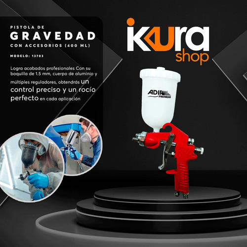 Pistola De Gravedad Hvlp Vaso 400ml Adir 13703 Plateado