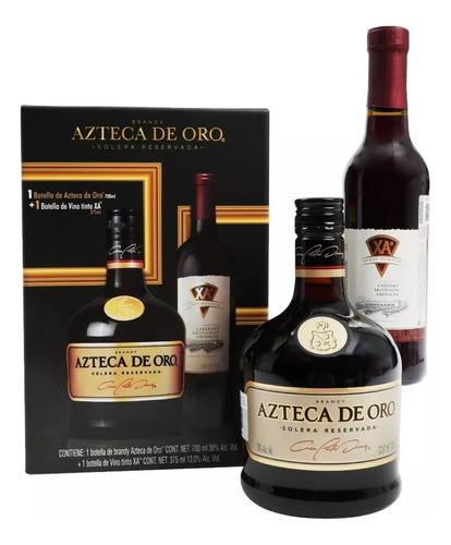 Brandy Azteca De Oro 700ml C/vino Tinto Xa Domecq 375ml