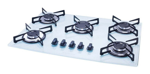 Imagem 3 de 3 de Fogão cooktop gás Safanelli Lines 5 bocas branco 127V/220V
