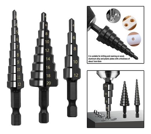 3 Peças De Nitrogênio Conjunto De Broca De Madeira/metal