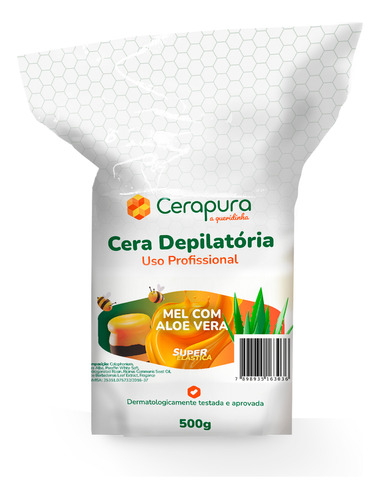 Cera Depilatória Quente Mel Com Aloe Vera 500g Cerapura