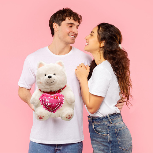 De San Valentin Peluche Perrito Con Corazon Te Amo Color Te Quiero Rosa