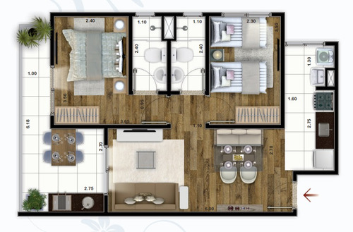 Imagem 12 de 15 de Apartamento 3 Dormitórios 100 Metros Da Praia Em Itanhaém - 0089