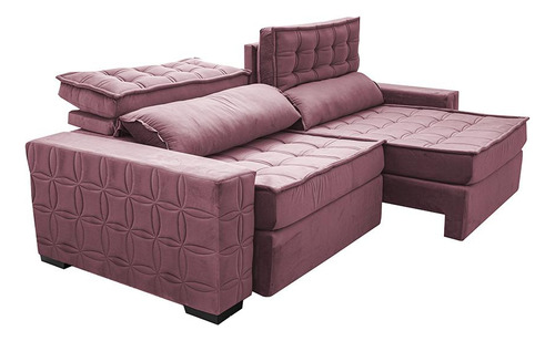 Sofá Retrátil 2,95m Cama Inbox Big Star. Com Softgel d40 Cor Rose