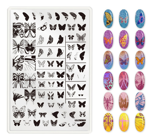 1 Pieza Plantillas For Uñas Con Estampado De Hojas Y Flores