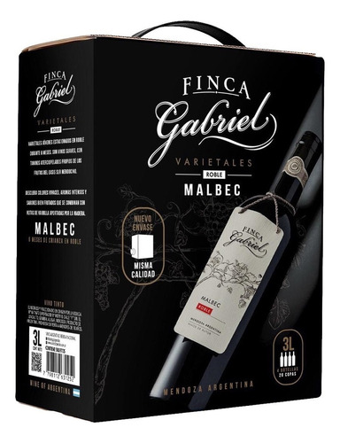 Vino Finca Gabriel Malbec Roble Bag In Box 3 Litros Premium