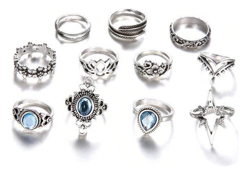 Set De Anillos Ajustables Diseño Antiguo Y Moderno De Mujer