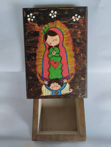 Caja Madera Virgen De Guadalupe Artesanal