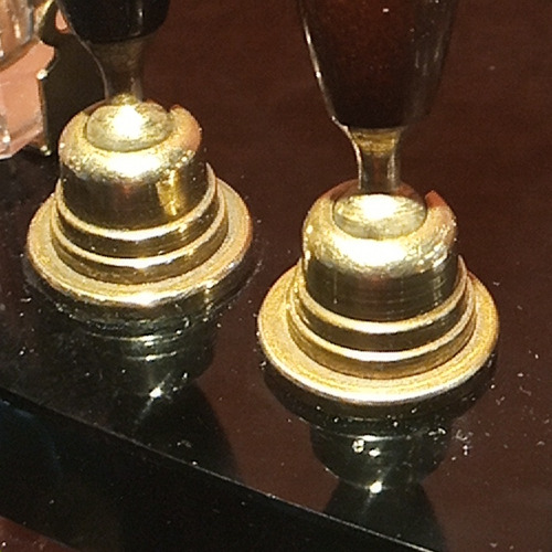 Tintero Antiguo Artdeco De Cristal Opalina Negra Y Bronce (Usado)
