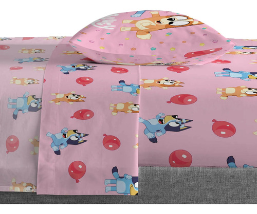 Set Sabanas Bluey Rosa 3pz Tamaño Individual Envio Gratis Rosa Animado