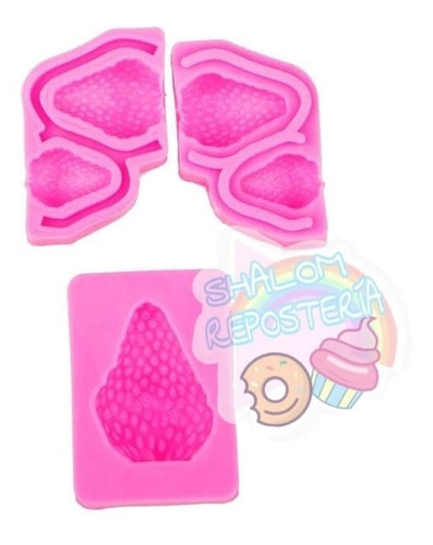 *kit 3 Moldes Silicon Fresas 3d 2d Fondant Resina Choc Jabon