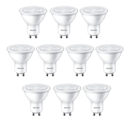 Pack 10 Ampolleta Philips Gu10 Ecohome 3.8w-50w 2700k Cálida