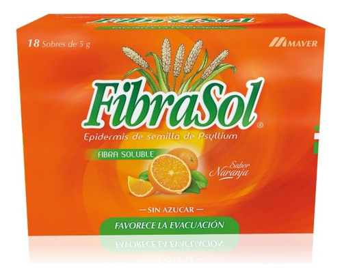 Fibrasol Sabor Naranja Polvo Para Suspensión Oral 68 %, 18 Sobres