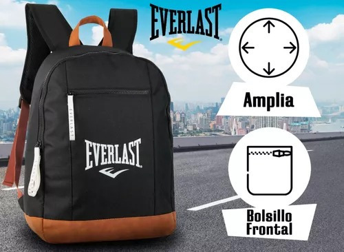 Imagen 6 de 6 de Mochila Deportiva Everlast Urbana Hombre Mujer Unisex Color Negro / 27397