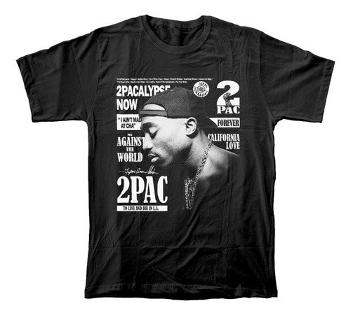 Camiseta Algodón Peinado Estampado Rapero 2pac Tupac Shakur