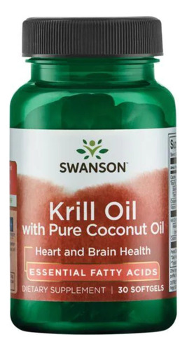 Swanson Red Krill Oil Aceite Omega 3 Coconut Oil 500mg 30cap Sabor Sin sabor