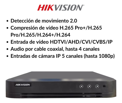 Dvr Hikvision 4 Canales Turbo H265 Acusense Serie 7200