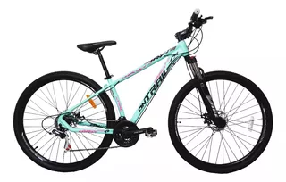 Mountain bike femenina Fire Bird On Trail R29 S 21v frenos de disco mecánico cambios Shimano Tourney color turquesa/rosa/negro