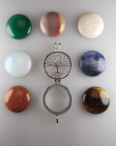 Colar Com 7 Pedras Naturais Kit Troca Pedras Secreat Prata Cor Prateado