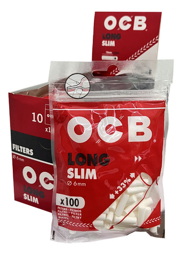 Caixa De Filtro Ocb Long Slim 6mm C/10 Pacotes - Tabacaria