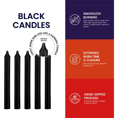 Velas Negras Hechizos Pabilo Oculto, Paquete De 48, Vel...