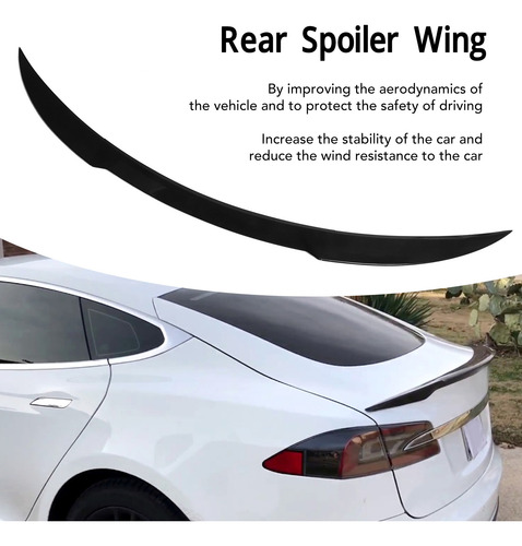 Asa De Spoiler Traseiro De Carro De 3 Peças, Preto Brilhante